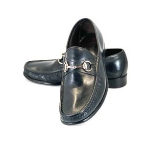 Gucci Silver Horsebit Classic Black Leather Loafer